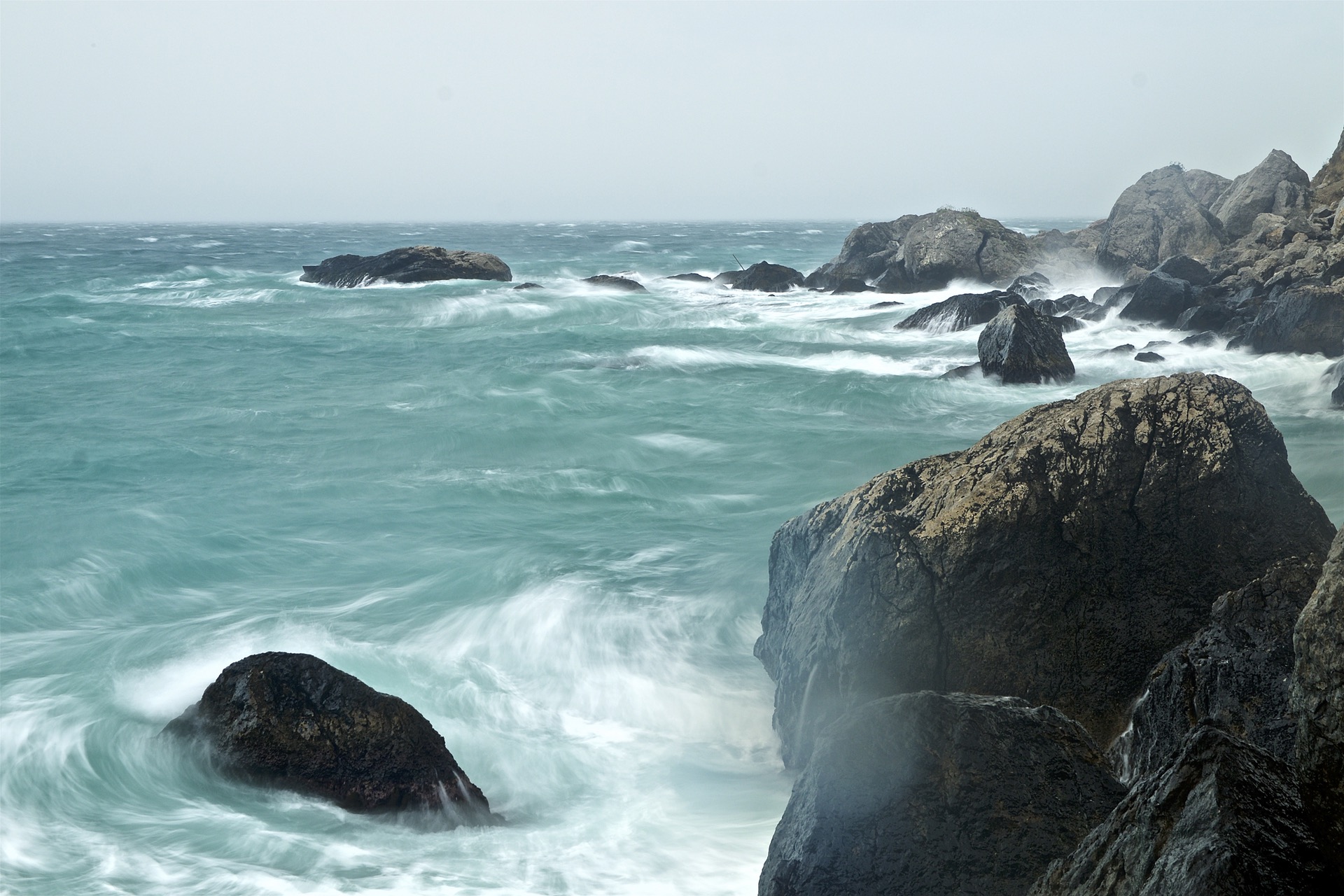 Rocks during a storm