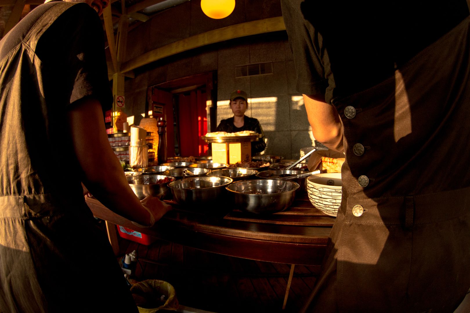 People busy in a Vietnamese restaurant in Moscow